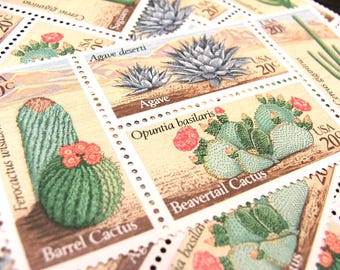 8 Vintage Postage Stamps .. Desert Cactus Plants 20cent stamps ..  UNUSED .. #1942+