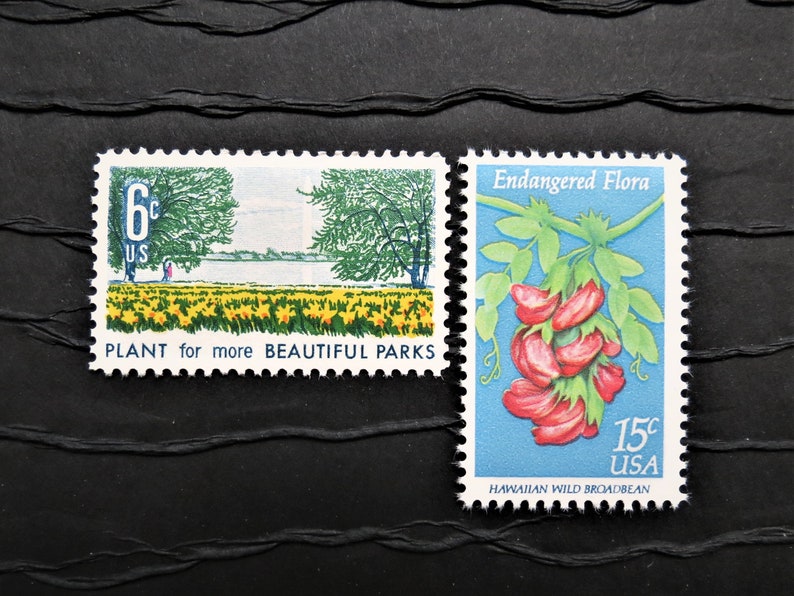 Vintage Postage Stamps .. EXTRA OUNCE .. Blue Gardens .. Etsy