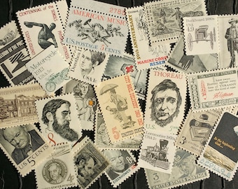 200 Vintage Postage Stamps .. Shades of GREY .. curated collection .. UNUSED