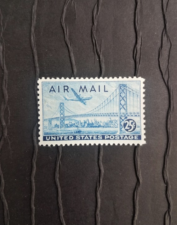 10 Vintage Air Mail Postage Stamps Unused 25 Cent Vintage Stamps for Mailing