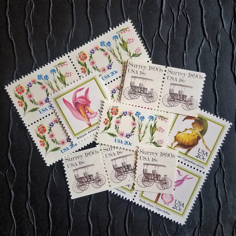 Love Orchids .. Vintage UNused Postage Stamps image 3