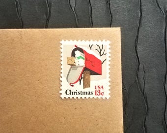 10 Vintage Postage Stamps .. Christmas Mailbox 13cent stamps ..  UNUSED .. #1730