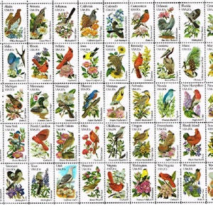 Flowers and Birds Collection .. UNused Vintage Postage Stamps image 6