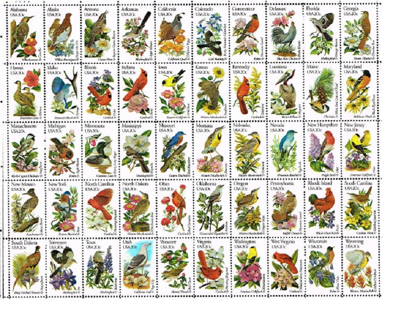 Flowers and Birds Collection .. UNused Vintage Postage Stamps image 6