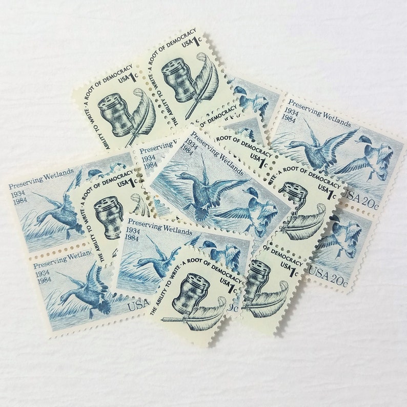 Vintage Postage Stamps .. EXTRA OUNCE .. Blue Waters .. UNUSED Etsy