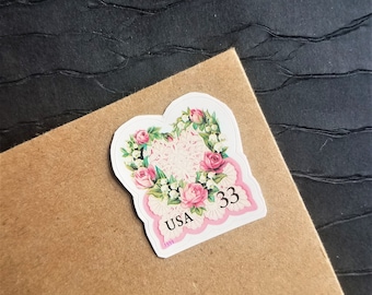 10 Vintage Stamps .. Victorian Rose Heart 33cent stamps  .. #3274