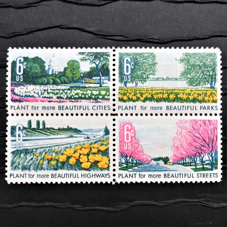 Vintage Postage Stamps .. EXTRA OUNCE .. Blue Gardens .. Etsy