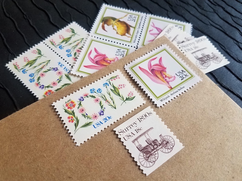 Love Orchids .. Vintage UNused Postage Stamps image 2