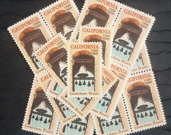 10 Vintage Postage Stamps .. California Bell Tower .. 6 cent stamps .. UNUSED .. #1373