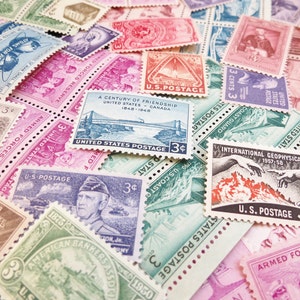 Vintage Postage Stamps .. 3 cent extra postage .. curated collection .. UNused .. 50 stamps image 1