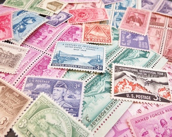 Vintage Postage Stamps .. 3 cent extra postage .. curated collection .. UNused .. 50 stamps