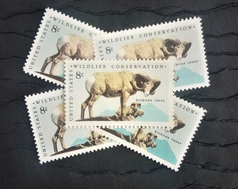 10 Vintage Postage Stamps .. Bighorn Sheep 8cent stamps .. UNUSED .. #1467