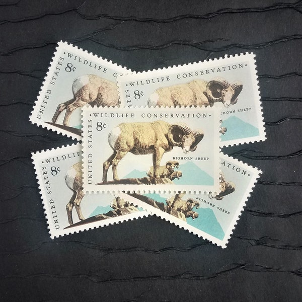 10 Vintage Postage Stamps .. Bighorn Sheep 8cent stamps .. UNUSED .. #1467
