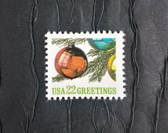 10 Vintage Postage Stamps .. Christmas Ornaments 22cent stamps ..  UNUSED .. #2368