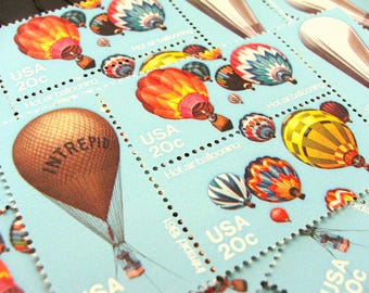 8 Vintage Postage Stamps .. Hot Air Balloons 20cent stamps ..  UNUSED .. #2032+