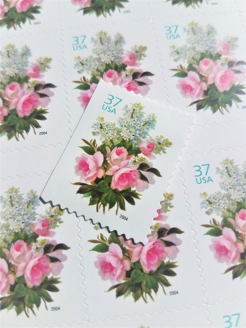 10 Vintage Postage Stamps .. Garden Bouquet 37cent Stamps .. Etsy