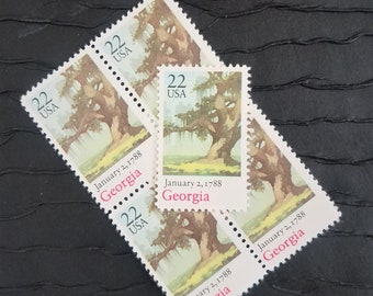 5 Vintage Postage Stamps ..  Georgia 22cent stamp .. UNUSED .. #2339