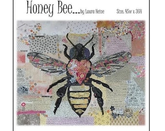 Honeybee | Laura Heine | 45" x 36" | Collage Fiber Art | Applique Pattern