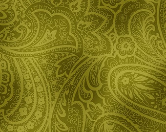 Benartex | 108" Wide Backing | Radiant Paisley | Green | 9747W44 | Sold by the Half yard