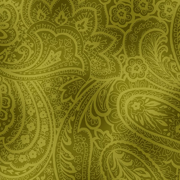 Benartex | 108" Wide Backing | Radiant Paisley | Green | 9747W44 | Sold by the Half yard