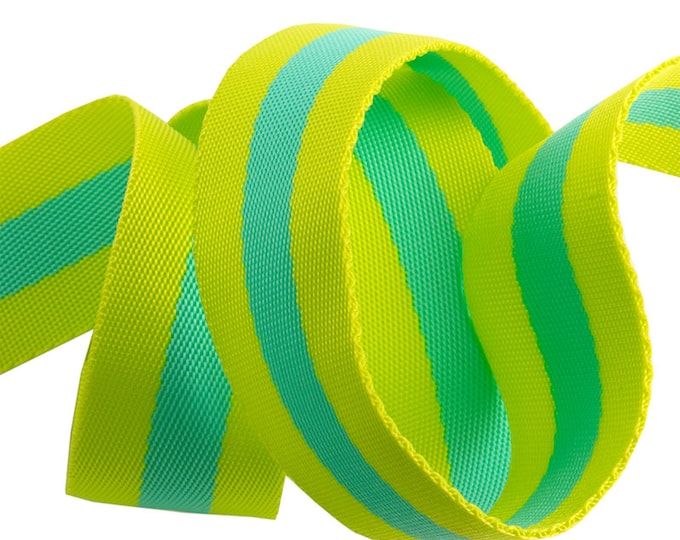 Tula Pink Webbing | 1.5" | Lime/Aqua | BT Foot or Inch