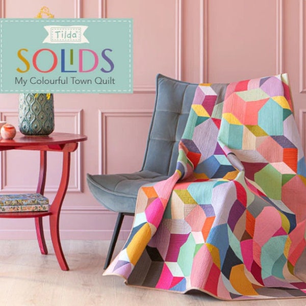 Tilda Colourful Town Quilt Kit | Tilda Solids | 57.5" x 72.5"