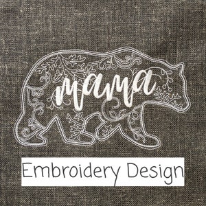 Mama Bear Machine Embroidery Design, 4 sizes with Applique Option, Instant Download