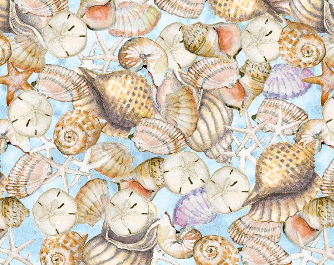 Coastal Sanctuary | Packed Shells Blue | 39784-426 | Fat Quarters | Yardage F5