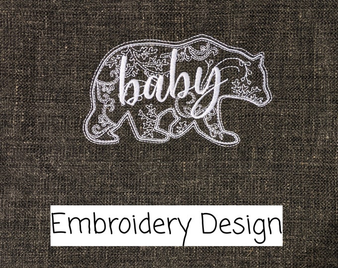 Baby Bear Machine Embroidery Design, 4 sizes with Applique Option, Instant Download