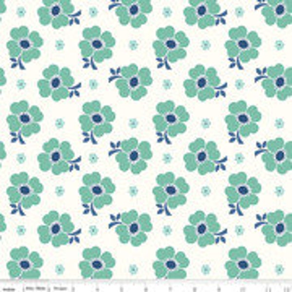 Bee Vintage | Lori Holt | Wide Backing | Jessie | WB13092-SEAGLASS | Yardage and Backing Set