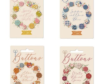 Tilda | Creating Memories Seasonal Button Card | 10 mm and 12mm buttons | 10 fabric covered buttons