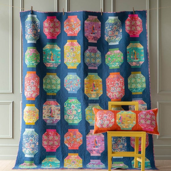 Tilda | Bloomsville | Lantern Quilt Kit | Night Blue | Includes Binding | Backing Option Available