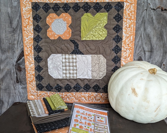 Fairytale Pumpkins Mini Quilt Kit | Ghost Pumpkin Version  | Includes Pattern and Binding