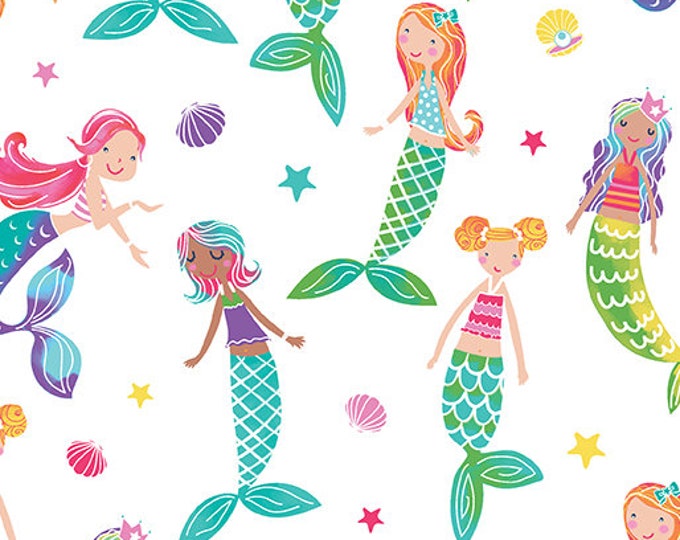 Mystical Mermaids | 12514P-09 | Friends | White | Benartex  | Yardage and Fat Quarters F4