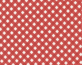 Christmas Stitched  | 20443 15 | Pomegranate | Bias Gingham | Fat Quarters | Yardage A2