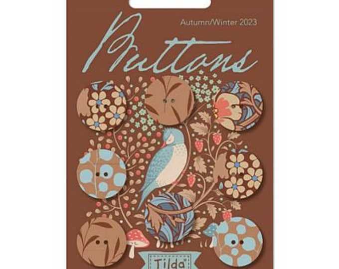 Tilda | Hibernation | 18 mm button card | 3/4in | 8 fabric covered buttons | 400058