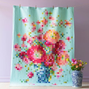 Tilda Flower Vase Embroidery Quilt Kit | Tilda Solids | 63.5in x 81.5in