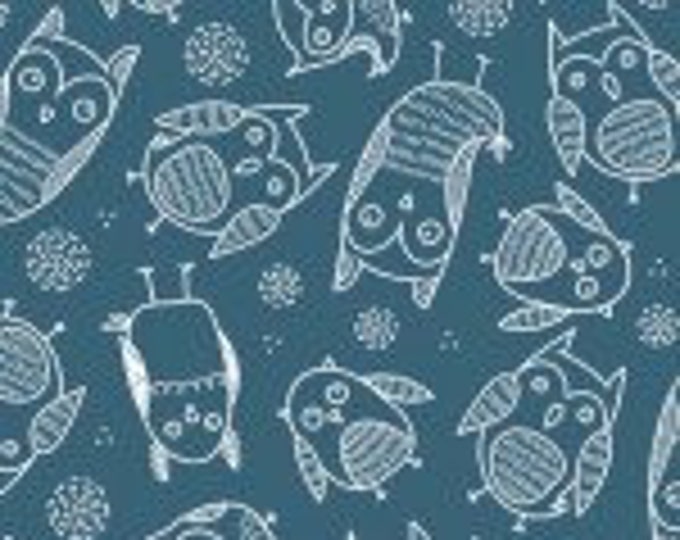 Michael Miller | Light Up My World | DG10461-BLUE | Owls Aglow | 100% Cotton Quilting Fabric | Fat Quarters and Yardage