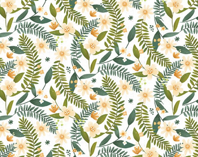 Terry Runyun | Into the Woods | Fern Flower | White | 13298-09 | Fat Quarters | Yardage