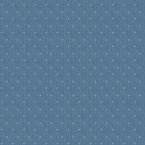 May include: A blue fabric with a white polka dot pattern. The fabric has a subtle texture.