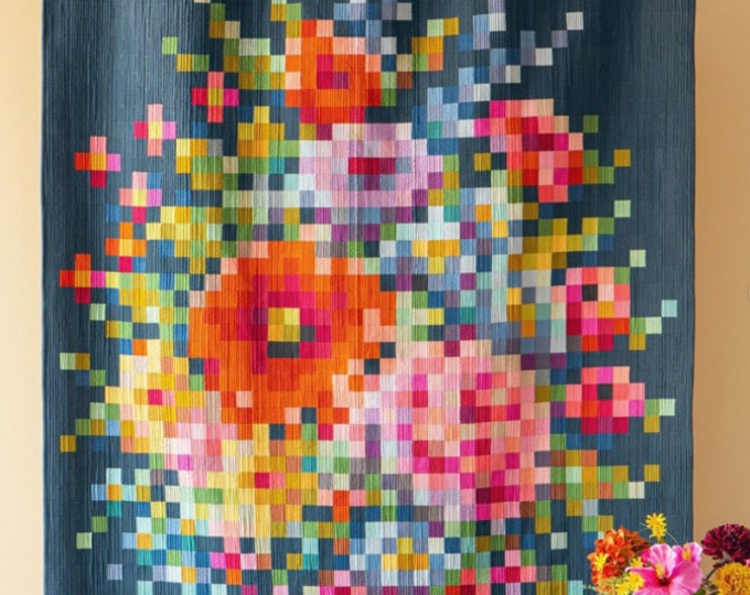 Tilda Original Embroidery Flower Quilt Kit | Tilda Solids | 63.5in x 81.5 in | Ships Free