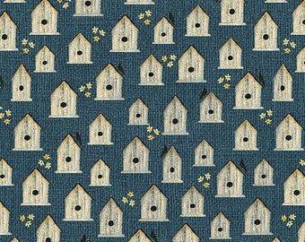 Benartex | Garden Happy | Birdhouse Blue | 9424-56 | Fat Quarter | 1/4 Yard Increments