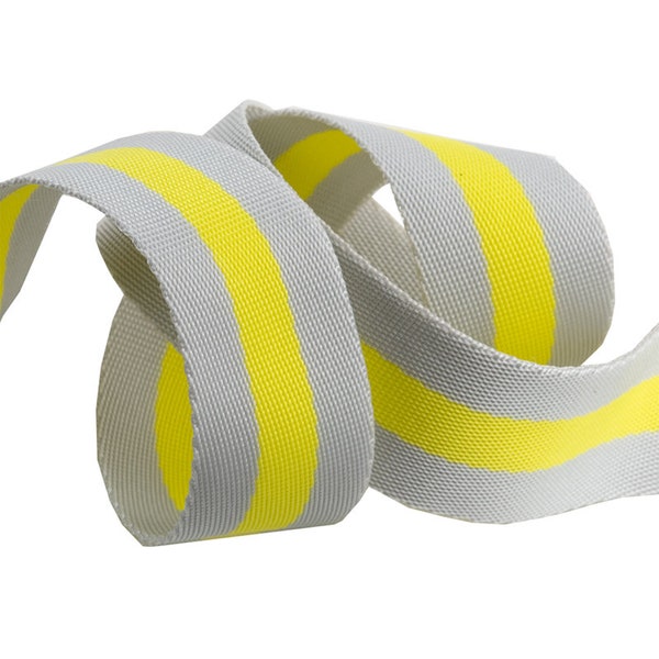 Tula Pink Webbing | 1.5" | Gray/Yellow | BT Foot or Inch