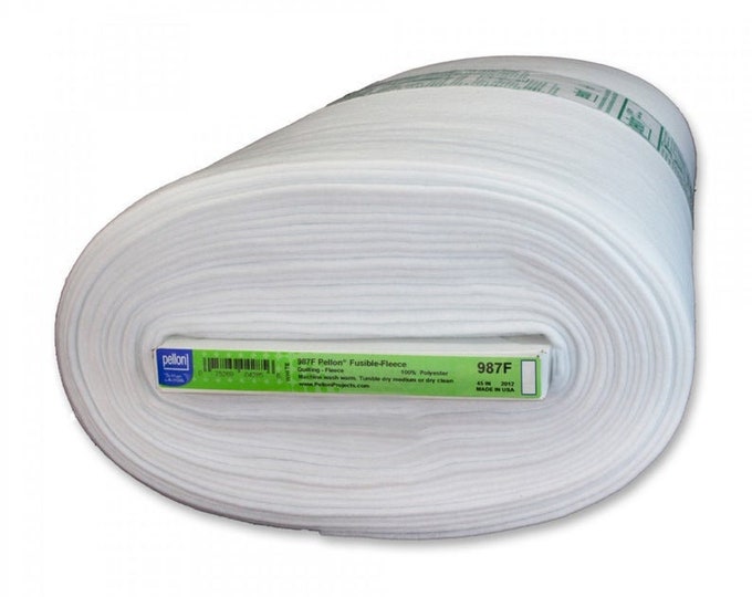 Pellon Fusible Fleece 987F, quilting interfacing 45" wide, iron-on white washable lofty interfacing by the yard