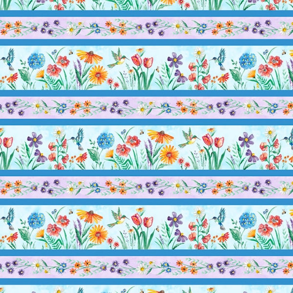 Fanciful Flight | Border Stripe | 11170 447 | Wilmington | Fat Quarters | Yardage