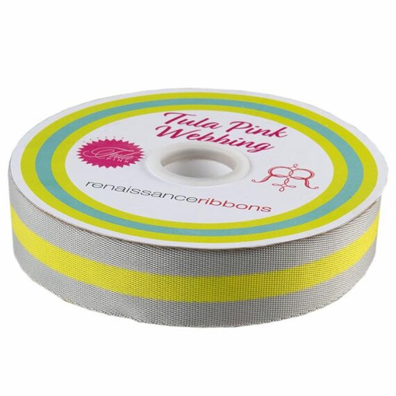 Tula Webbing: Gray and Neon Yellow - 1.5 inch Tula Webbing: Gray and Neon Yellow - 1.5 inch