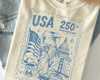 American 250th Anniversary Comfort Colors Shirt, Vintage America Tee, 4th of July T Shirt, Retro Patriotic Graphic Tee, USA Independence Day