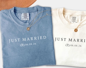 Custom Mr and Mrs Comfort Colors Shirt, Personalized Wedding Gift For Couple, Just Married Shirt, Matching Honeymoon Tees For Bride & Groom