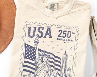 Comfort Colors Statue of Liberty Shirt, USA 250 Retro Patriotic Tee, Vintage 4th of July TShirt, America 1776-2026 Tee, Independence Day Tee