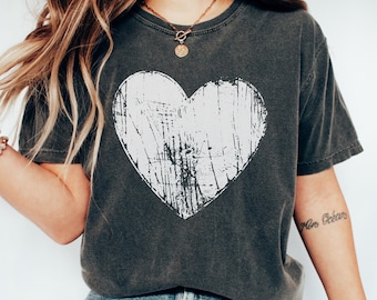 Vintage Comfort Colors Heart Shirt, Retro Valentine's Day Tee
